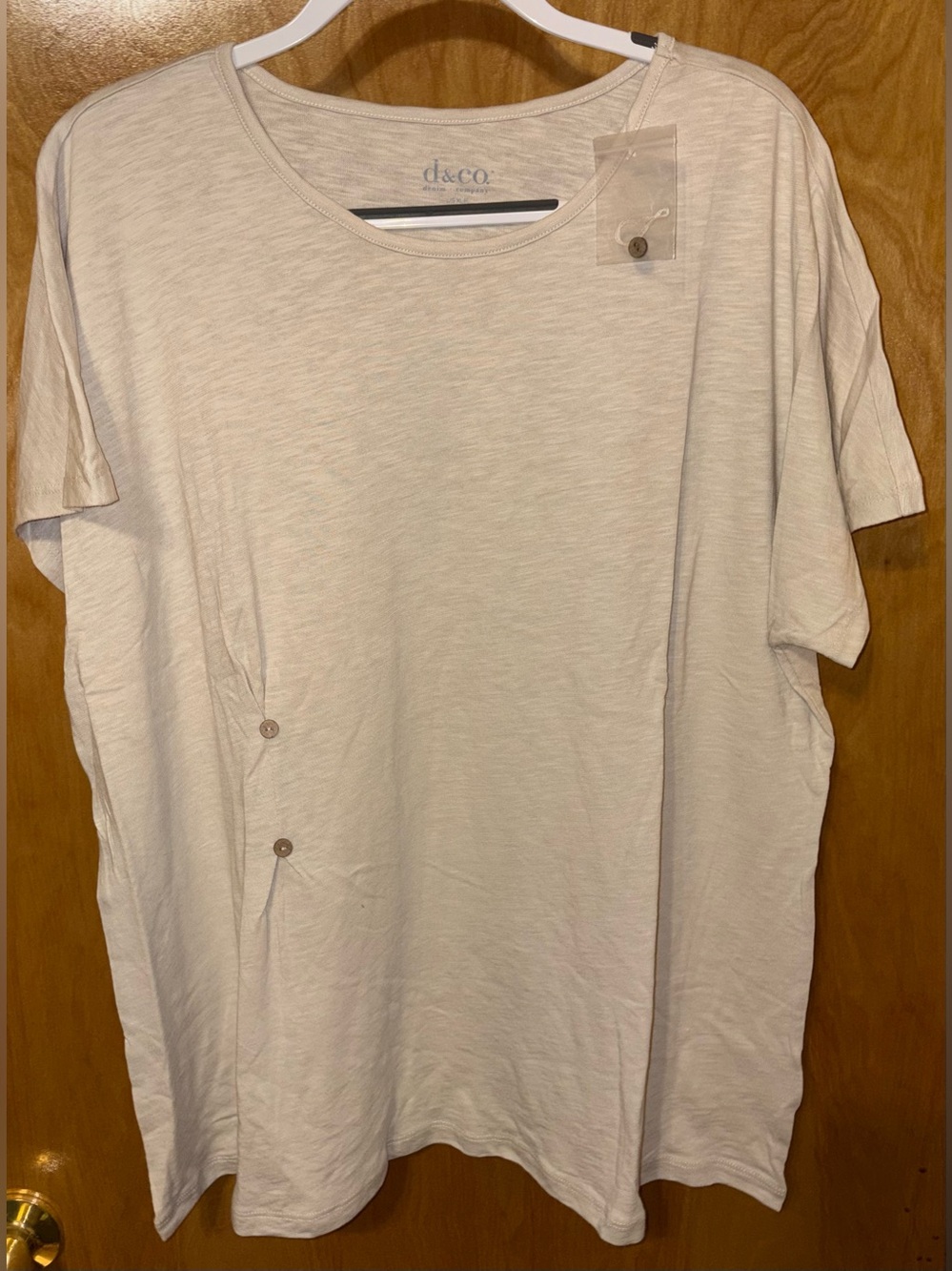 Denim & Co. ‘new stone’ linen blend dolman sleeve tunic Size XLP Petite
